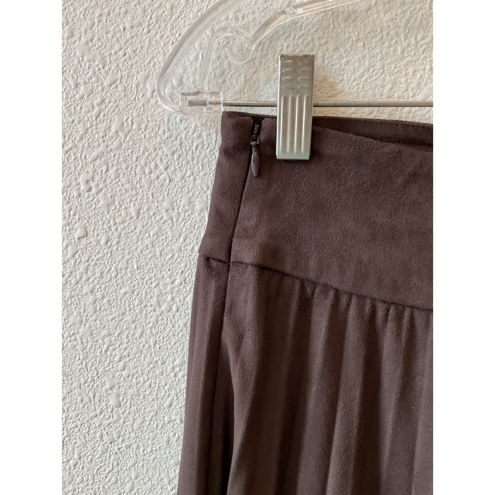 Soft Surroundings Lavina Faux Suede Pleated Stretch Skirt Belted Dark Brown S - Picture 11 of 16
